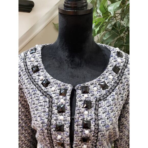 ECI Women Multi Rhinestone Lined Polyester Long Sleeve Casual Jacket Size Medium - Picture 6 of 14